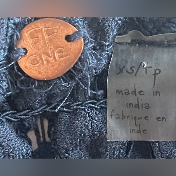 FREE PEOPLE Fp One Adella Bralette Lace Blue Criss Cross Smocked Crop Bra Top - Picture 6 of 7